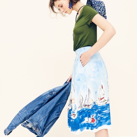 J. Crew Blue and White Midi Skirt - Picture 6 of 8